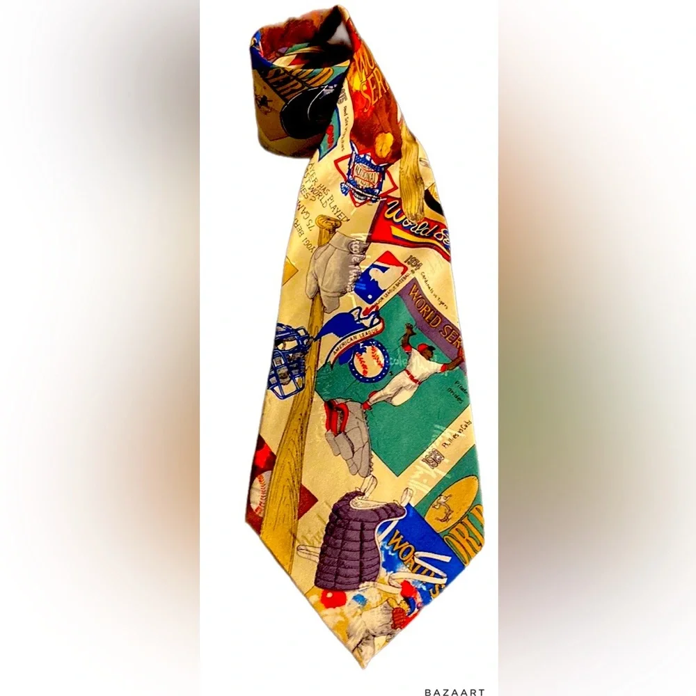 EUC Vintage Nicole Miller Silk Tie,World Series,Major League Baseball,Collectors - Picture 6 of 7